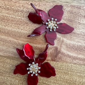Red Flower Earrings